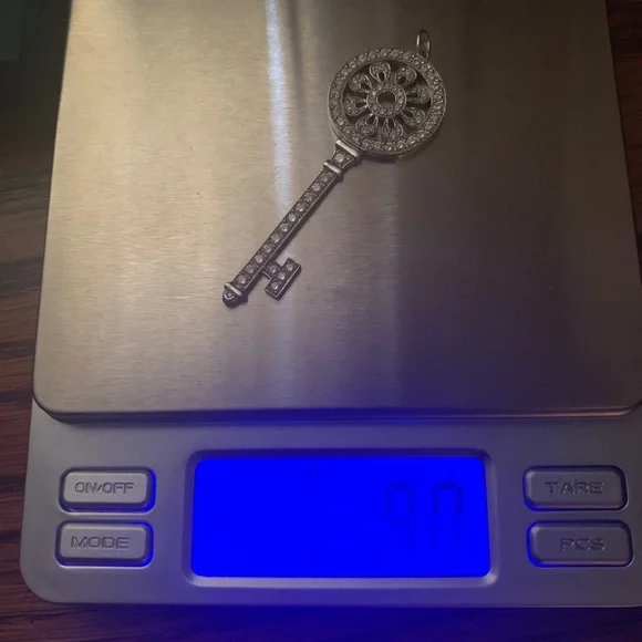 Tiffany & Co LARGE Diamond Platinum Petals Key Pendant Necklace EUC - Picture 13 of 16